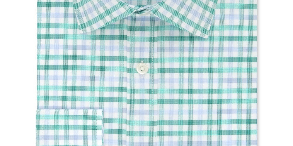 Tommy Hilfiger Men's Slim Fit Check Dress Shirt Green Size 16X34-35 by Steals