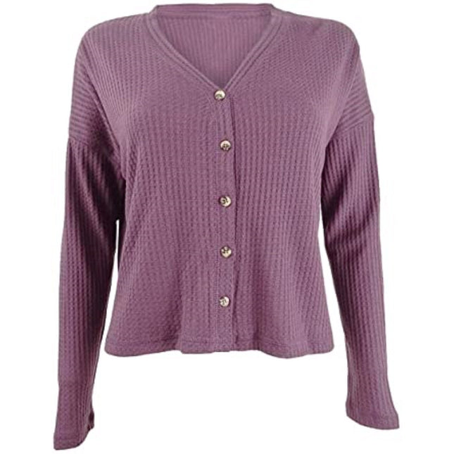 Hippie Rose Junior's Oversized Waffle Knit Cardigan Purple Size X-Large by Steals