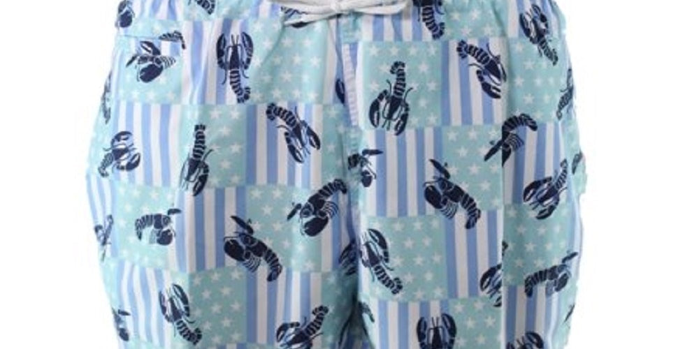 Trunks Swimwear Men's Swimwear Classic Light Lobster Print Navy Size Medium by Steals