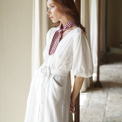 Meghan Crinkle Midi Dress, in Off-White by BrunnaCo