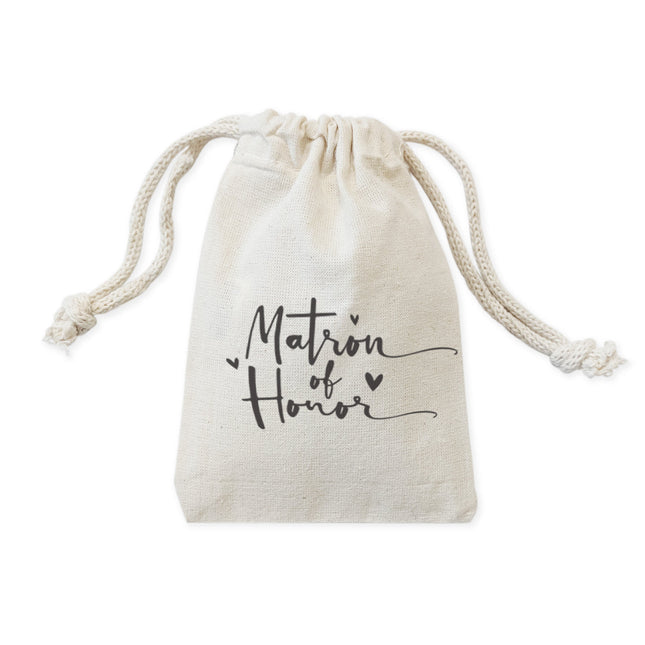 Matron of Honor Cotton Canvas Wedding Favor Bags, 6-Pack by The Cotton & Canvas Co.