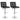 Modern Bat Stools Set of 2 with Back and Heavy-duty Metal Base and Footrest-Black