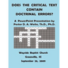 Does The Critical Text Contain Doctrinal Errors?