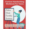 Cursive Handwriting Workbook For Teens: +100 pages 4-in-1 Beginners Writing Practice Book include Letters, Words, Sentences & Numbers