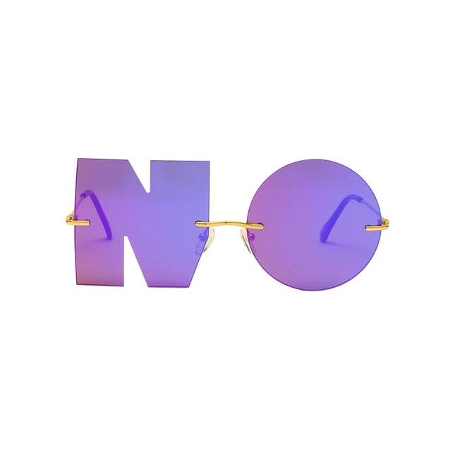 NO Graphic Sunglasses in Purple and Gold by The Bullish Store