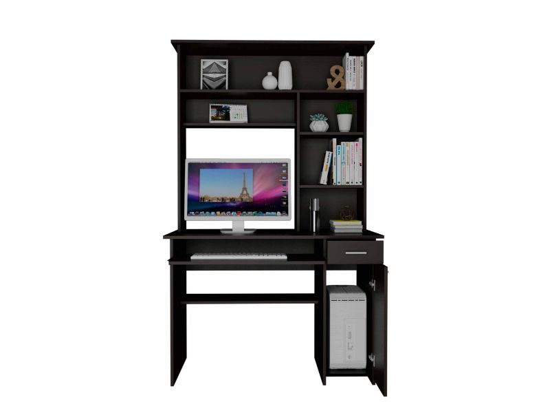 Weston Two Writing Computer Desk, Hutch, Two Drawers, Six Shelves by FM FURNITURE