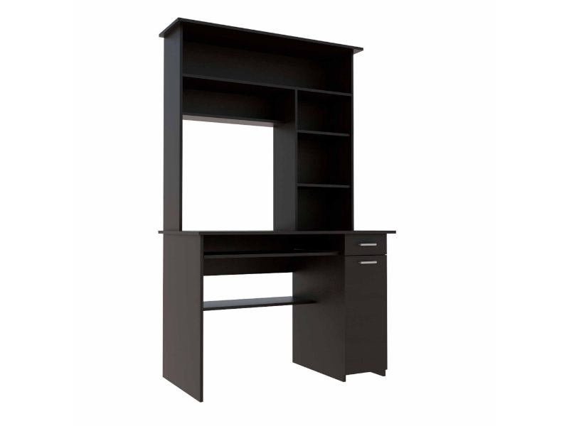 Weston Two Writing Computer Desk, Hutch, Two Drawers, Six Shelves by FM FURNITURE