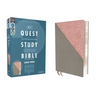 Niv, Quest Study Bible, Large Print, Leathersoft, Gray/Pink, Comfort Print: The Only Q and A Study Bible