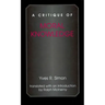 A Critique of Moral Knowledge