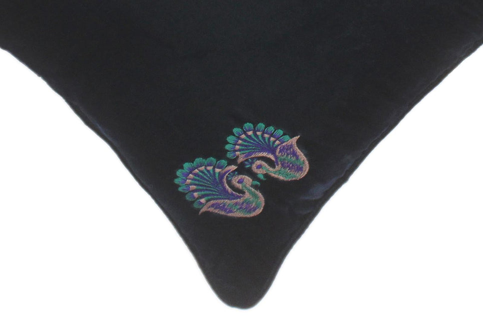 Bohemian Ha Hand Embroidered Italian Velvet Pillow by Bareens Designer Rugs