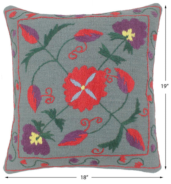 Bohemian Gillard Kilim Suzani Handmade Pillow by Bareens Designer Rugs