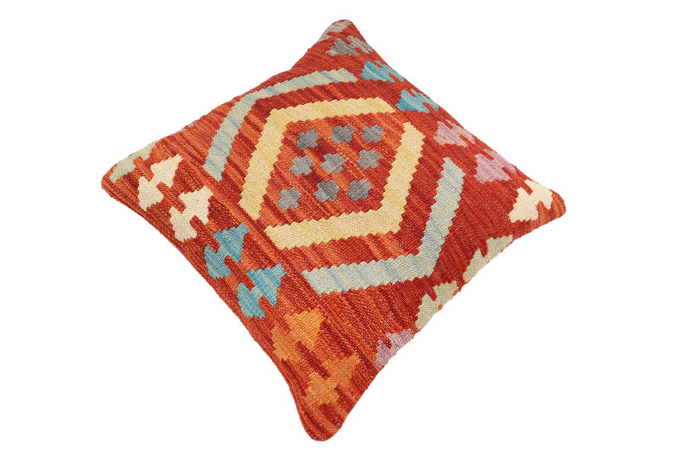 Bohemian Jarvis Turkish Hand-Woven Kilim Pillow - 18'' x 18'' by Bareens Designer Rugs