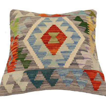 Bohemian Irwin Turkish Hand-Woven Kilim Pillow - 18'' x 18'' by Bareens Designer Rugs