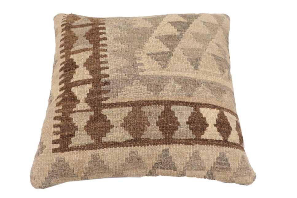 Bohemian Rivers Turkish Hand-Woven Kilim Pillow - 18'' x 18'' by Bareens Designer Rugs