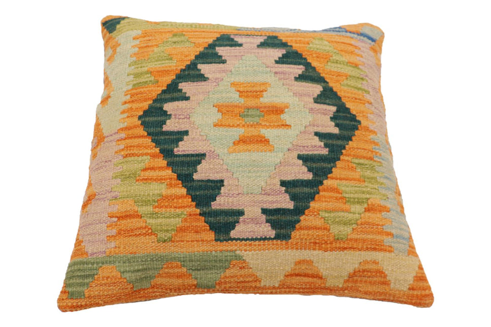 Bohemian Goodwin Turkish Hand-Woven Kilim Pillow - 18'' x 18'' by Bareens Designer Rugs