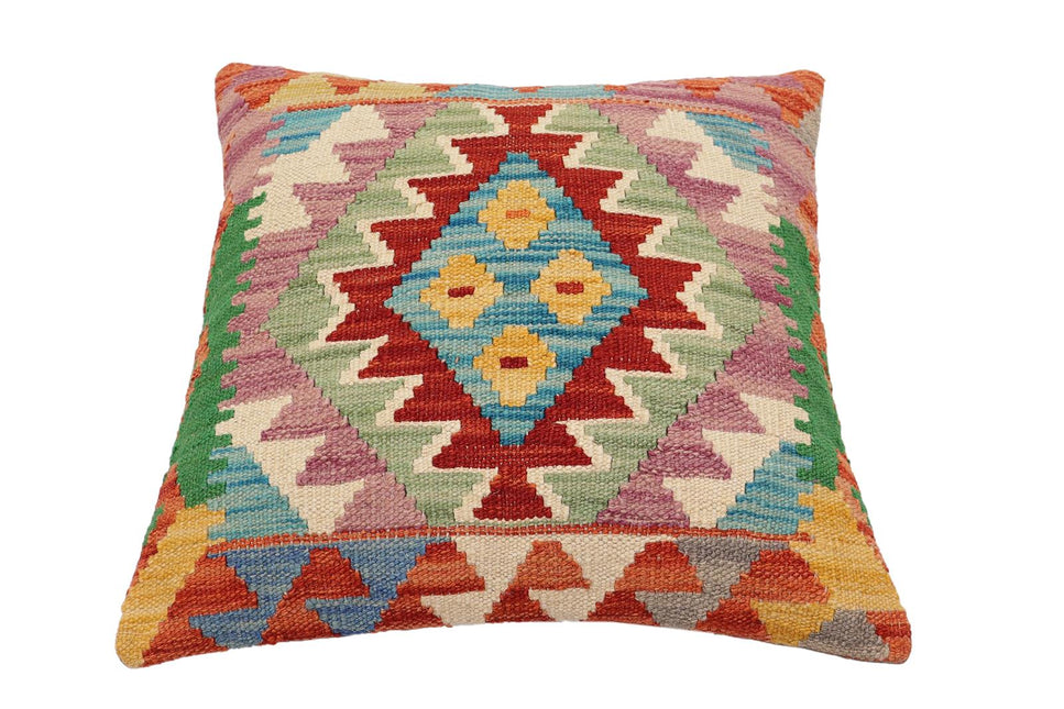 Bohemian Anthony Turkish Hand-Woven Kilim Pillow - 18'' x 18'' by Bareens Designer Rugs