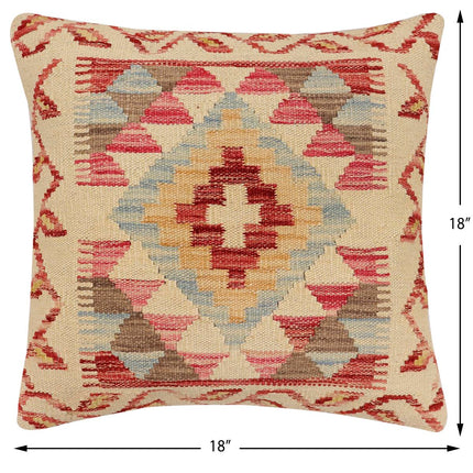Bohemian Lee Turkish Hand-Woven Kilim Pillow - 18'' x 18'' by Bareens Designer Rugs