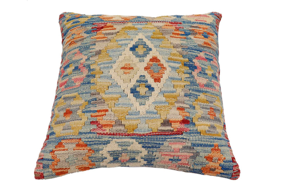 Bohemian Brandt Turkish Hand-Woven Kilim Pillow - 18'' x 18'' by Bareens Designer Rugs