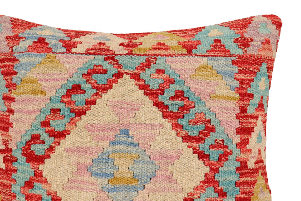 Bohemian Canty Turkish Hand-Woven Kilim Pillow - 18'' x 18'' by Bareens Designer Rugs