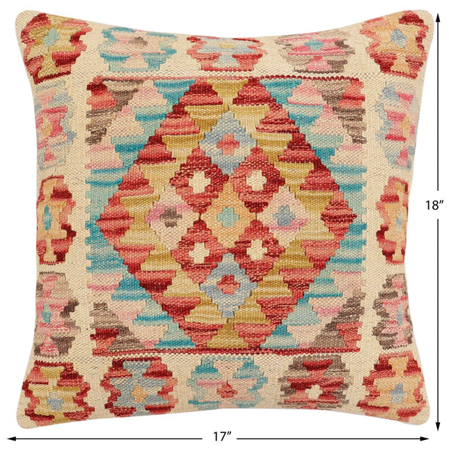 Southwestern Nana Turkish Hand-Woven Kilim Pillow - 17" x 18" by Bareens Designer Rugs