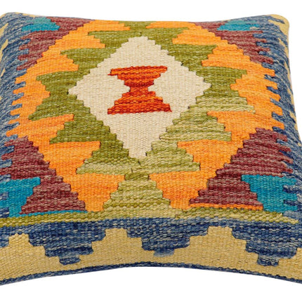 Boho Chic Cassey Turkish Hand-Woven Kilim Pillow - 17" x 18" by Bareens Designer Rugs