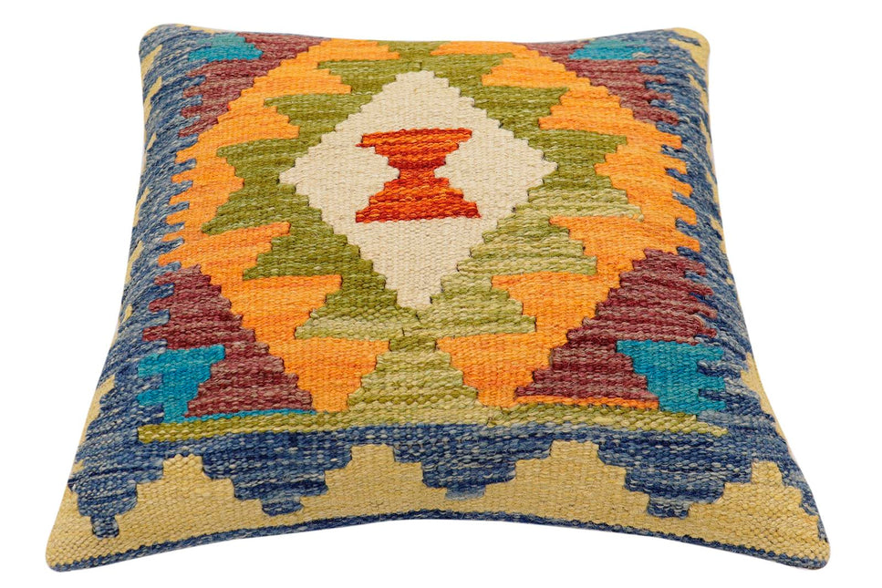 Boho Chic Cassey Turkish Hand-Woven Kilim Pillow - 17" x 18" by Bareens Designer Rugs