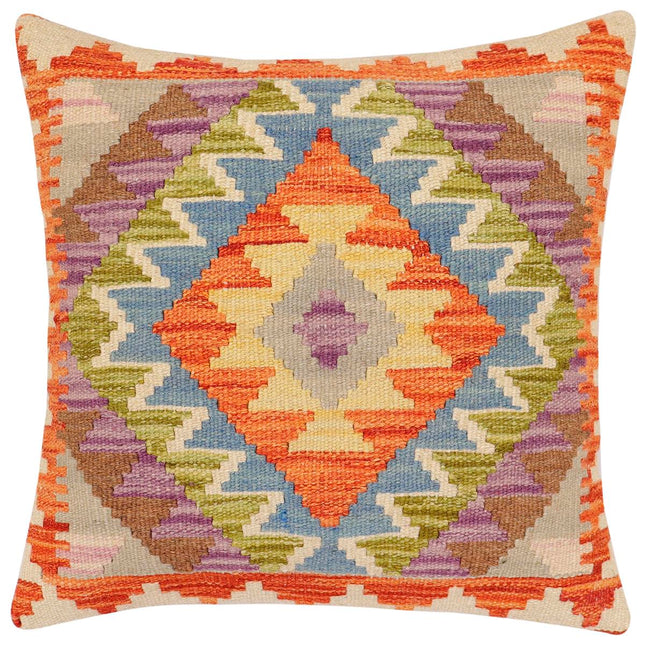 Tribal Harriet Turkish Hand-Woven Kilim Pillow - 17" x 18" by Bareens Designer Rugs