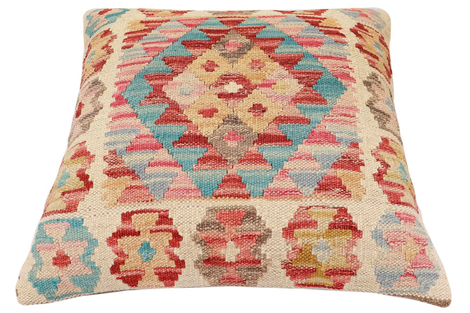 Rustic Lennie Turkish Hand-Woven Kilim Pillow - 17" x 18" by Bareens Designer Rugs