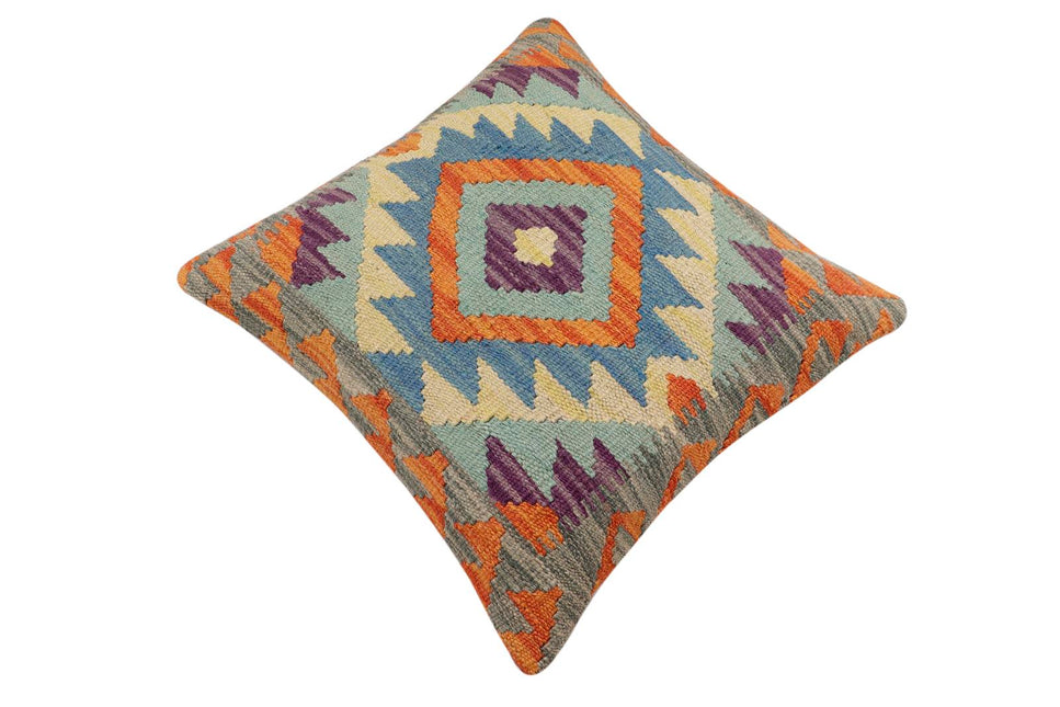 Tribal Montgome Turkish Hand-Woven Kilim Pillow - 17" x 18" by Bareens Designer Rugs