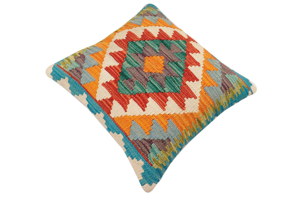 Rustic Tierney Turkish Hand-Woven Kilim Pillow - 17" x 18" by Bareens Designer Rugs