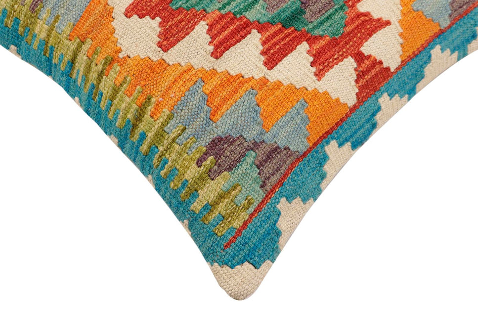 Rustic Tierney Turkish Hand-Woven Kilim Pillow - 17" x 18" by Bareens Designer Rugs