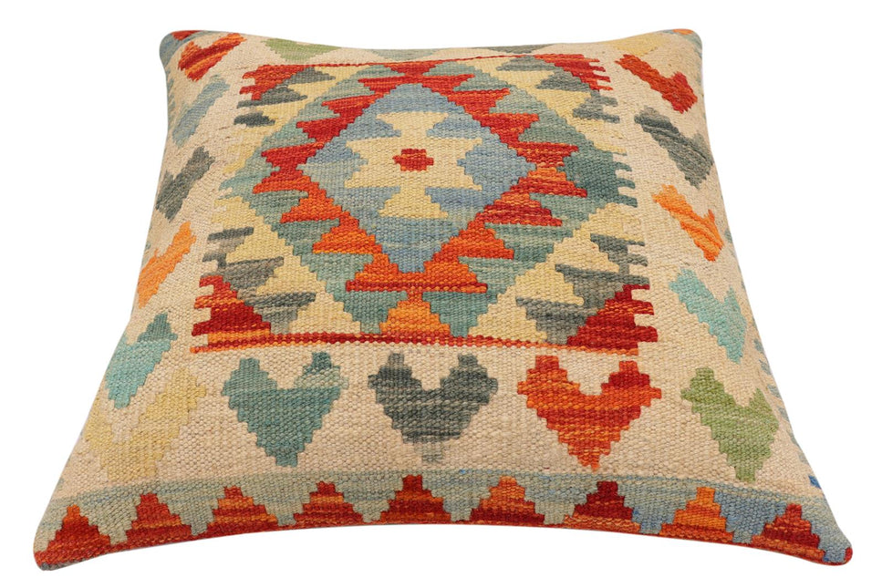 Bohemian Hollis Turkish Hand-Woven Kilim Pillow - 19 x 19 by Bareens Designer Rugs