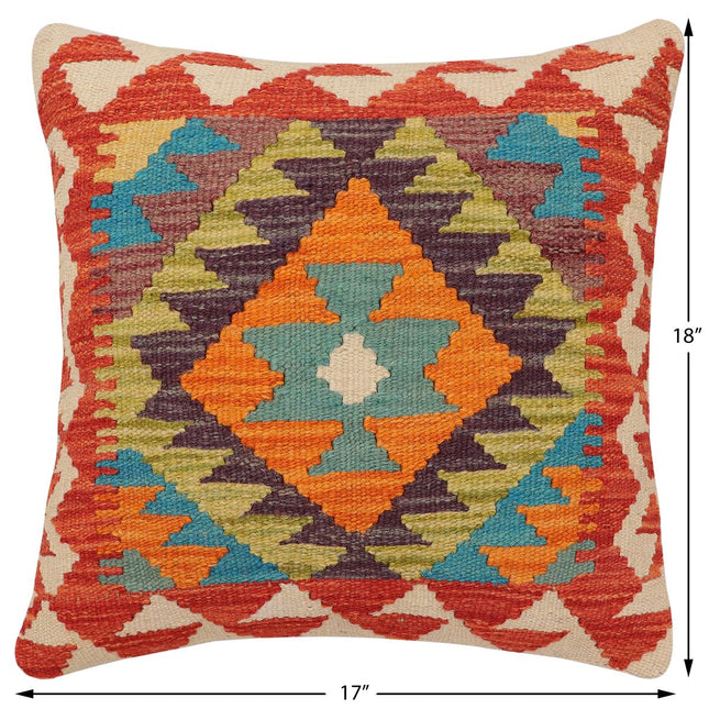 Southwestern Brooker Turkish Hand-Woven Kilim Pillow - 17" x 18" by Bareens Designer Rugs