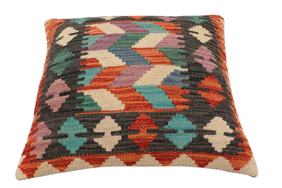 Rustic Vuong Turkish Hand-Woven Kilim Pillow - 17" x 18" by Bareens Designer Rugs