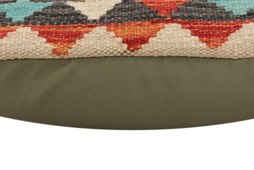 Rustic Vuong Turkish Hand-Woven Kilim Pillow - 17" x 18" by Bareens Designer Rugs