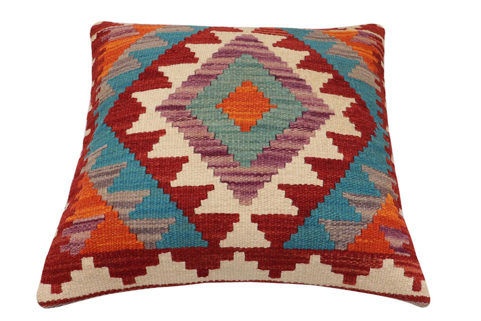 Bohemian Ailith Turkish Hand-Woven Kilim Pillow - 18'' x 18'' by Bareens Designer Rugs