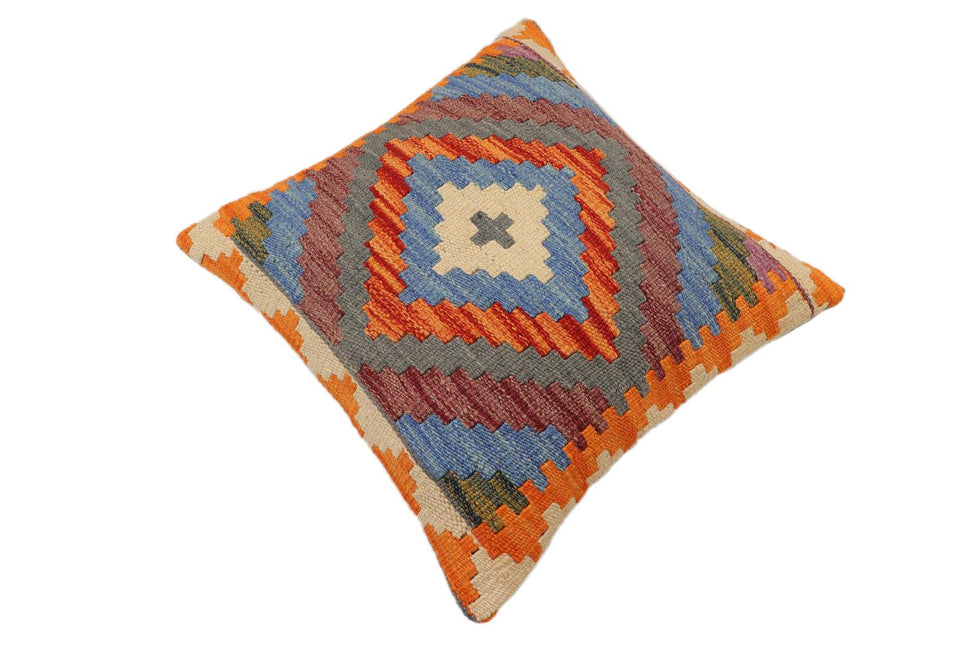 Rustic Ivonne Turkish Hand-Woven Kilim Pillow - 17" x 18" by Bareens Designer Rugs