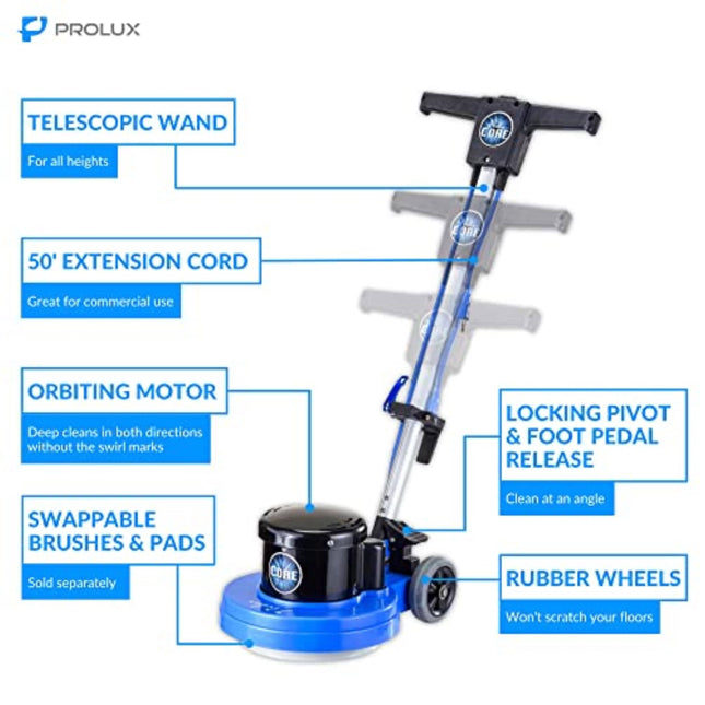 Prolux Core 13" Heavy Duty Single Pad Commercial Polisher Floor Buffer Machine Scrubber by Prolux Cleaners