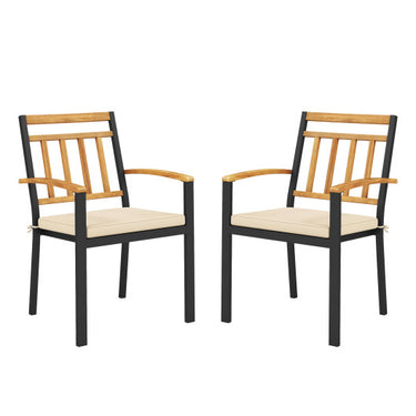 Set of 2 Patio Dining Chairs with Removable Padded Cushions-17 Inches