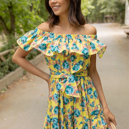 Patterned Off-Shoulder Dress by BYNES NEW YORK | Apparel & Accessories
