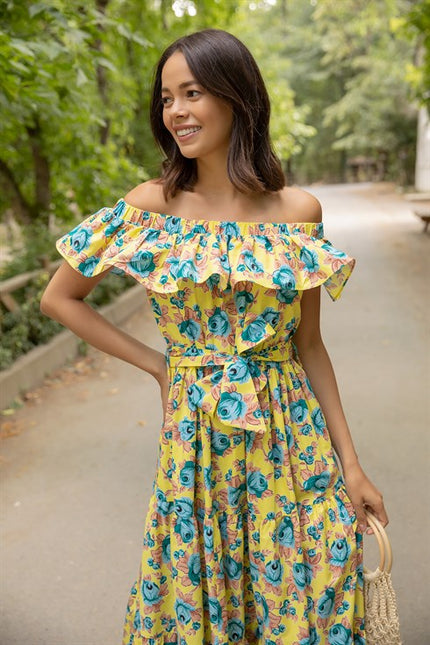 Patterned Off-Shoulder Dress by BYNES NEW YORK | Apparel & Accessories