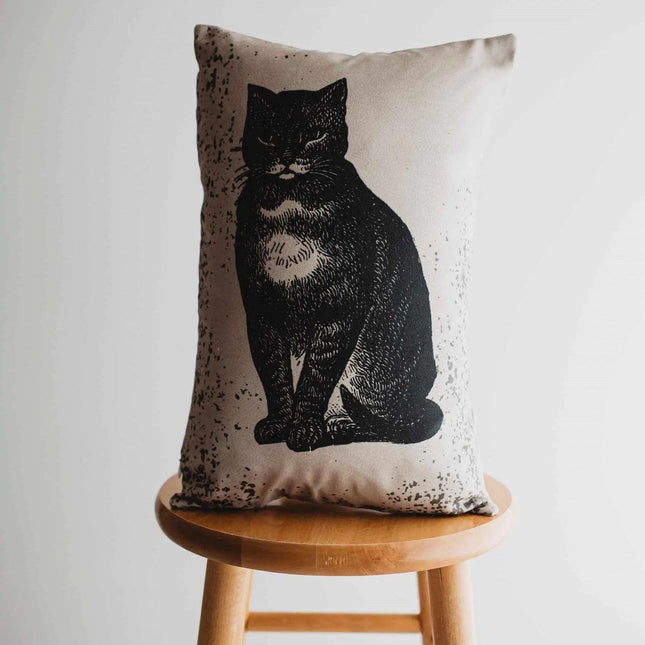 Primitive Black Cat Lumbar Pillow Cover | 12x18 Halloween Décor | Fall Decor | Room Decor | Decorative Pillows | Gift for her | Sofa Pillows by UniikPillows - Vysn