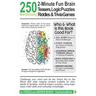 250 2-Minute Fun Brain Teasers, Logic Puzzles, Riddles & Trivia Games: Activity Book for Adults, Kids & Teens with Math Riddles, Logical Puzzles, Ques