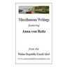Miscellaneous Writings featuring Anna von Reitz: from the Maine Republic Email Alert