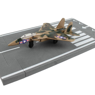 McDonnell Douglas F-15 Eagle Fighter Aircraft Desert Camouflage "United States Air Force" with Runway Section Diecast Model Airplane by Runway24