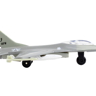 General Dynamics F-16 Fighting Falcon Fighter Aircraft Gray "United States Air Force" with Runway Section Diecast Model Airplane by Runway24