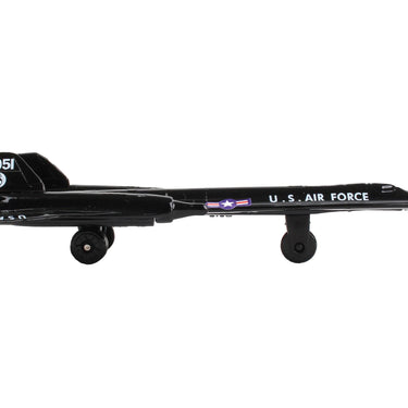 Lockheed SR-71 Blackbird Aircraft Black "United States Air Force" with Runway Section Diecast Model Airplane by Runway24