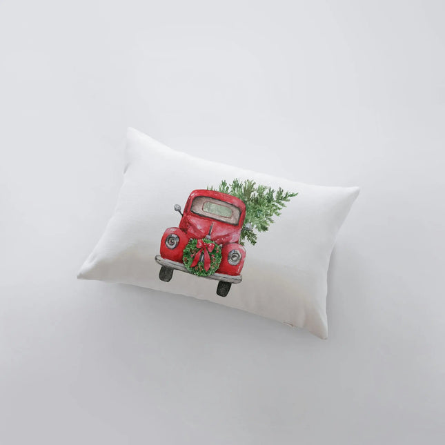 Red Christmas Truck | 18x12 | Wreath Pillow Cover | Red Truck | Christmas Decor | Throw Pillow | Home Decor | Room Decor | Sister Gift by UniikPillows