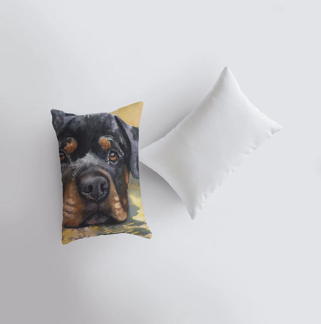 Rottweiler | Watercolor Rottweiler | 12x18 | Pillow Cover | Dog | Home Décor | Custom Dog Pillow | Dog Lover Gift | Dog Mom Gift by UniikPillows