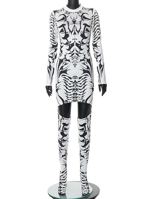 Cyber Skeleton Dress And Socks by White Market